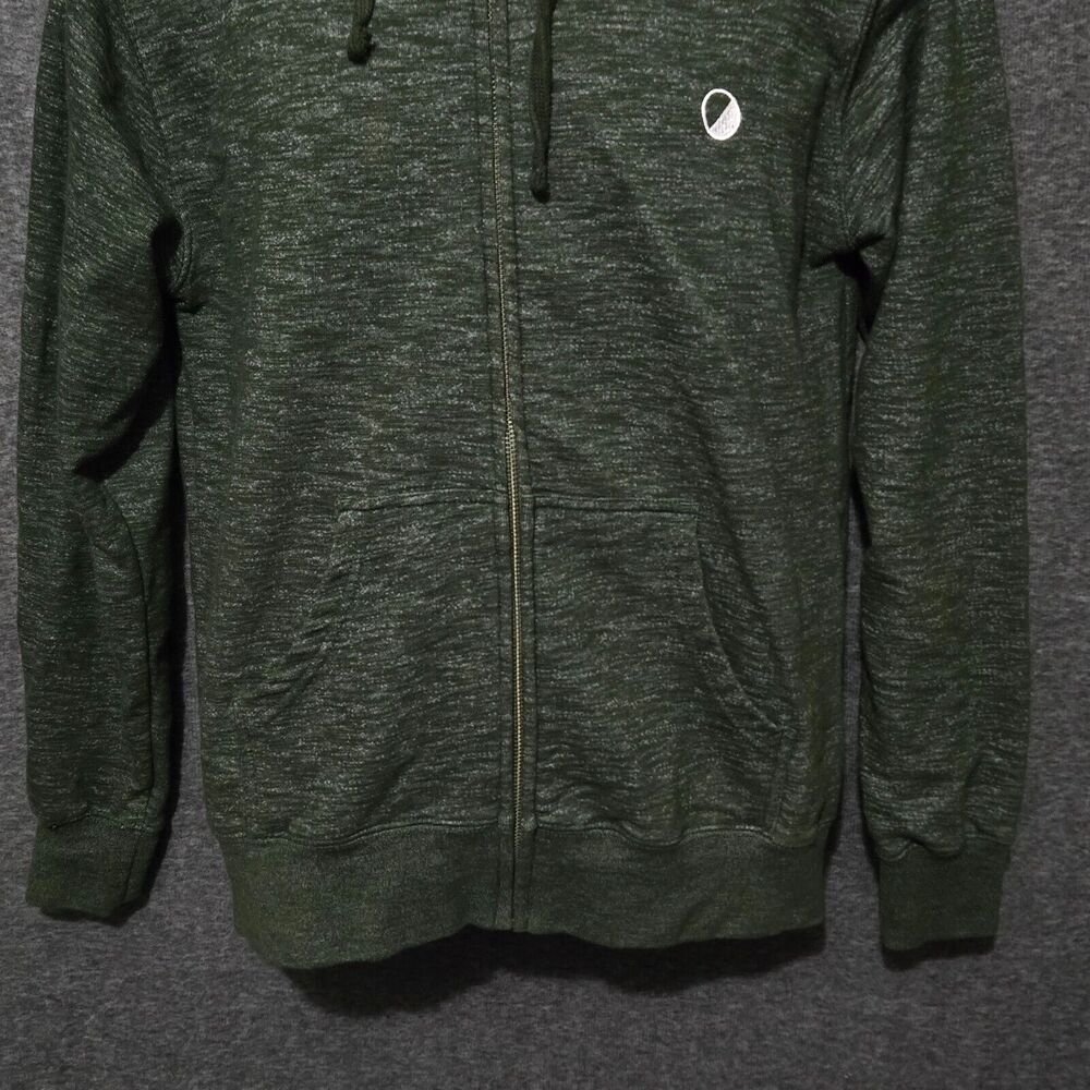 Wellen Full Zip Hoodie Mens Medium Green Heathered Terry Logo Sweatshirt Jacket - Picture 3 of 10